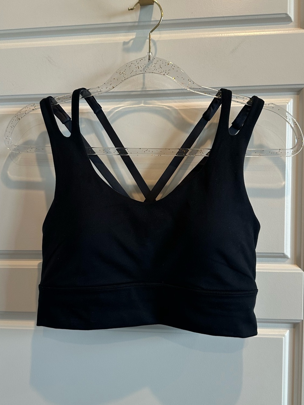 Freely Large Emily Long Low Support Sports Bra Black Strappy Crisscross Longline